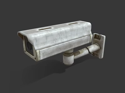 Gray Public Facility Security Camera Mounted With Bracket For Outdoor Surveillance 3d model