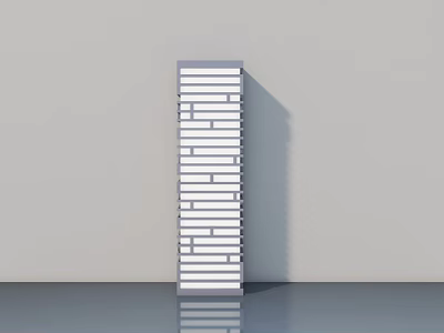 Modern White Hinged Door With Horizontal Lines In Interior Gray Wall And Smooth Floor 3d model