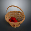 Wicker Basket Filled With Fresh Red Apples On Dark Background