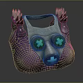 Trendy Fashion Handbag With Purple Pink Gradient Design Blue Cross Symbols And Spiked Accents