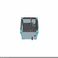 Blue 3D Printer Enclosure With Black Frame Handles Display Panel And Cables