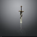 Ancient Medieval Sword With Ornate Hilt Metal Blade And Floor Reflection