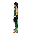 A Stylish Man In Green Pants Vest With Arm Tattoos Yellow Glasses And Scarf