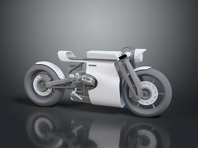 White Modern Motorcycle With Sleek Design Single Seat Exposed Engine And Unique Wheels 3d model