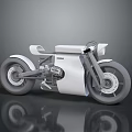 White Modern Motorcycle With Sleek Design Single Seat Exposed Engine And Unique Wheels 3d model