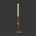 Red Carved Candle Holder With Beige Candle As Daily Household Decor