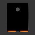 Black Audio Speaker With Orange Base Vertical Stripe Design And Circular Front Logo