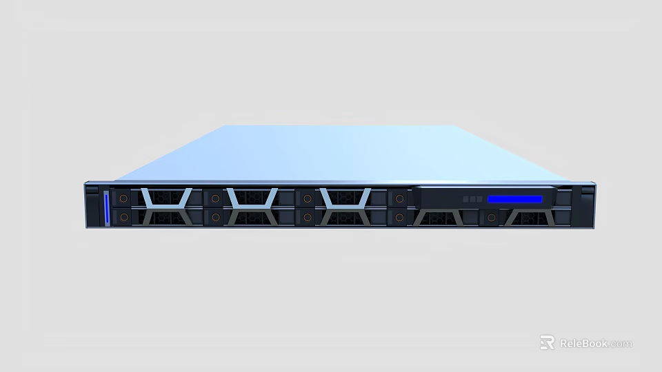 Rackmount Server With Multiple Hard Drive Bays Front Panel And Blue LED Indicator 3d model 