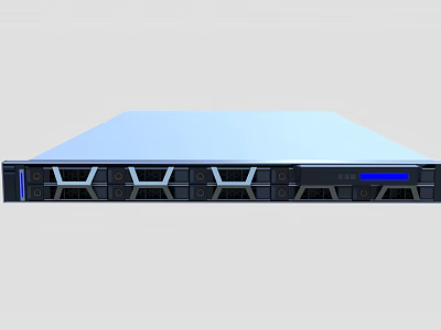 Rackmount Server With Multiple Hard Drive Bays Front Panel And Blue LED Indicator 3d model