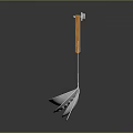 Metal Weapons With Wooden Handles Hanging On Wall Mounted Rack