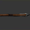 Decorative Battle Axe Weapon With Blue Patterned Blade And Wooden Wrapped Handle