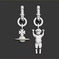 Silver Ornaments With Interlocking Rings Cross Bell And Cherub Figure Design 3d model
