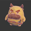 Yellow Plush Cow Shaped Furniture With Horns Mustache And Orange Strap
