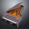 White Grand Piano With Open Lid And Golden Interior For Home Use