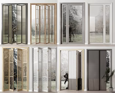 modern glass door folding door sliding door 3d model