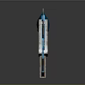 Blue And Black Decorative Katana With Sharp Blade Handle And Reflection On Black Background