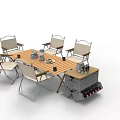 Stylish Conference Table With Six Chairs Tray Cups And Wine Rack Cabinet