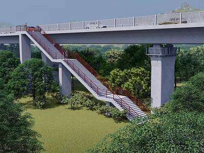 modern viaduct pier viaduct 3d model