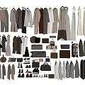 Modern clothes bags combination 3d model