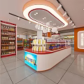 Modern Supermarket Grocery Store Interior With Product Shelves Snacks Drinks And Checkout Counter