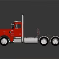 Red Heavy Duty Truck With Chrome Cab Exhaust Pipes And Silver Accents