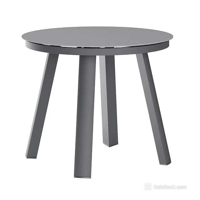 Minimalist Gray Round Dining Table With Four Slim Legs And Simple Design 3d model
