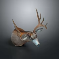 Realistic Deer Head Taxidermy Mount With Brown Antlers For Wall Decor