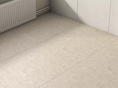 Natural Textured Light Beige Floor Tiles In Indoor Room With White Walls 3d model