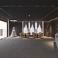 Modern Luxury Bridal Clothing Store Interior With Wedding Dress Display Comfortable Seating And Reception Counter