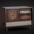Vintage Wooden Radio Cabinet With Tuning Panel Speaker Grille And Metal Legs