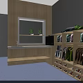 Organized Wooden Wardrobe With Hanging Clothes Multiple Compartments And Green Plants