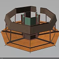 Octagonal Wooden Equipment Structure With Corrugated Panels Platform And Green Core