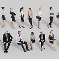 Professional People in Business Attire Standing and Sitting in Various Poses