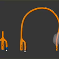 Orange Flexible Medical Tubing With Transparent Balloon Tip And Connectors