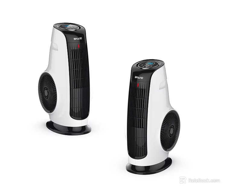 Two Modern Air Cooler Fans with White Black Design and Digital 3d model 