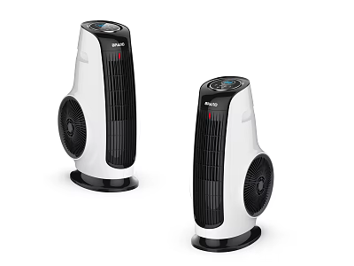 Two Modern Air Cooler Fans with White Black Design and Digital 3d model