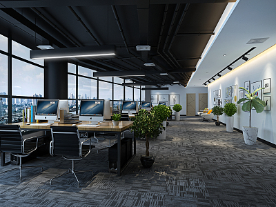 modern public office area office area 3d model