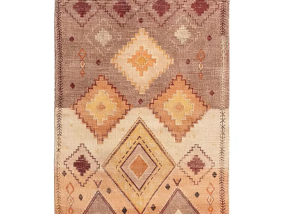 Patterned Square Rug With Geometric Diamond Designs In Warm Brown Beige And Orange Tones 3d model