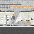 Concrete Building Storefront Window With MUYICANNU Signboard Mannequin T Shirts Metal Pipes And Geometric Design