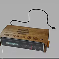 Wooden Electronic Radio With Digital Display Screen Control Buttons And Power Cord