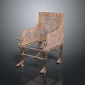 Antique Wooden Chair with Carved Armrests and Claw Feet Legs Vintage Traditional Design