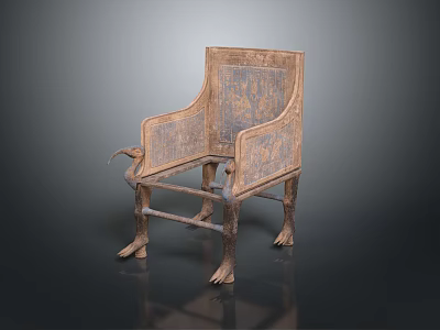 Antique Wooden Chair with Carved Armrests and Claw Feet Legs Vintage Traditional Design 3d model