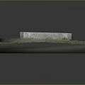 Stone Square Base With Central Hole And Circular Ring Decorated By Green Moss