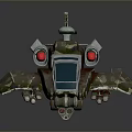Cosmic Space Exploration Vehicle Model With Green Rotor Red Lights And Transparent Cockpit