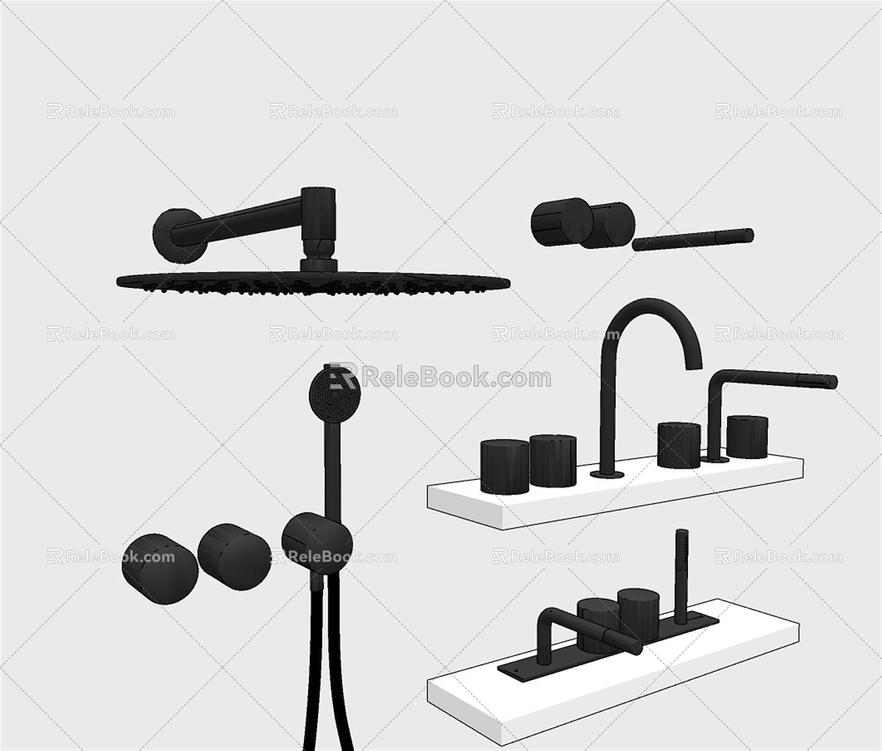 Modern shower faucet combination 3d model