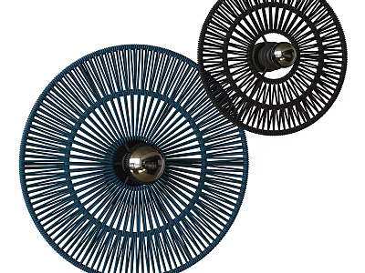Modern Round Wall Lamps With Woven Design And Metal Ball Center In Blue And Black 3d model