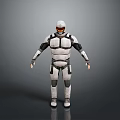 Futuristic Sci Fi Armored Character With White And Black Exoskeleton Standing Pose 3d model