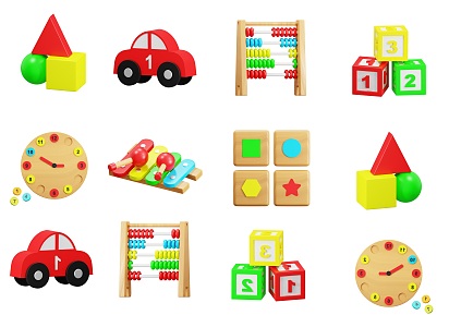 Modern Early Childhood Education Children's Building Blocks Toys Wood Toys Sasha Train Geometric Figures Early Childhood Education Toys Educational Rainbow Tower Toys 3d model