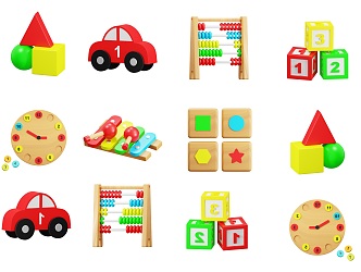 Modern Early Childhood Education Children's Building Blocks Toys Wood Toys Sasha Train Geometric Figures Early Childhood Education Toys Educational Rainbow Tower Toys 3d model