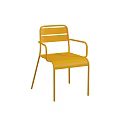 Modern Yellow Leisure Chair with Metal Frame and Armrests in Minimalist Design